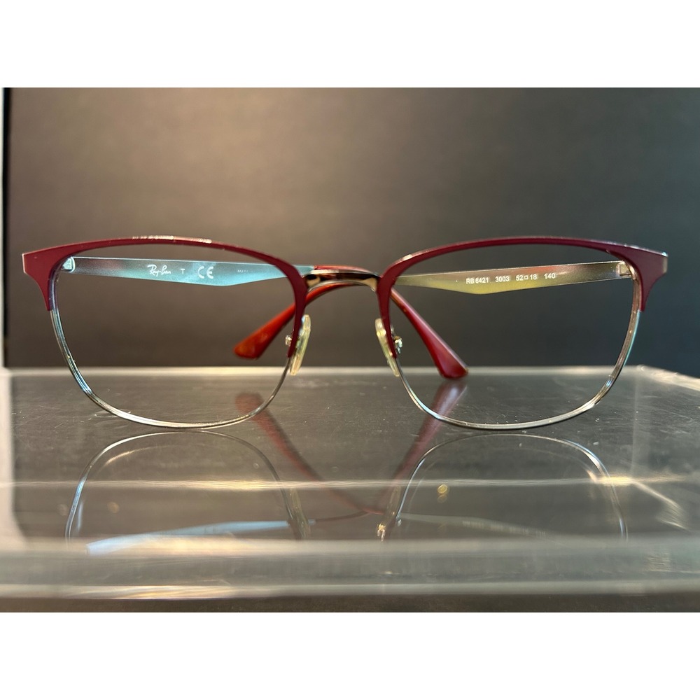 Ray-Ban RB 6421 3003 Burgundy Silver Square Eyeglasses Frames 52-18 140